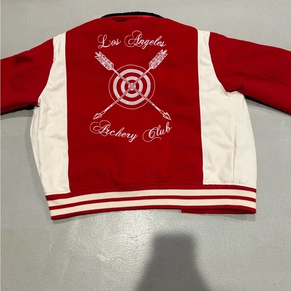 Fashion Nova Red and White Archery Club Jacket - Picture 6 of 6